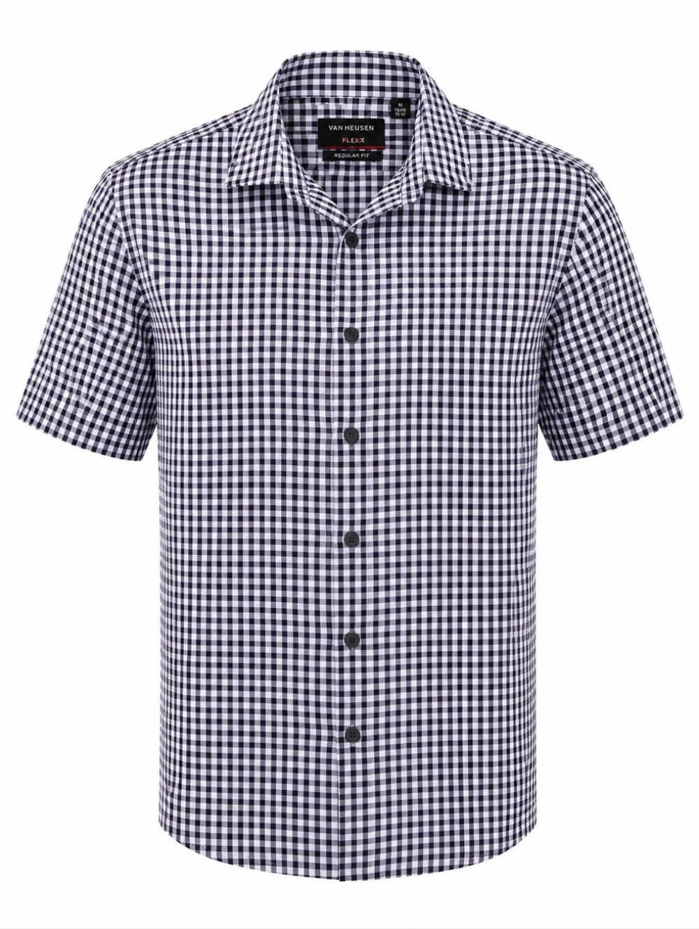 Van Heusen Purple and White Gingham Short-Sleeve Shirt Slim Fit L/G
